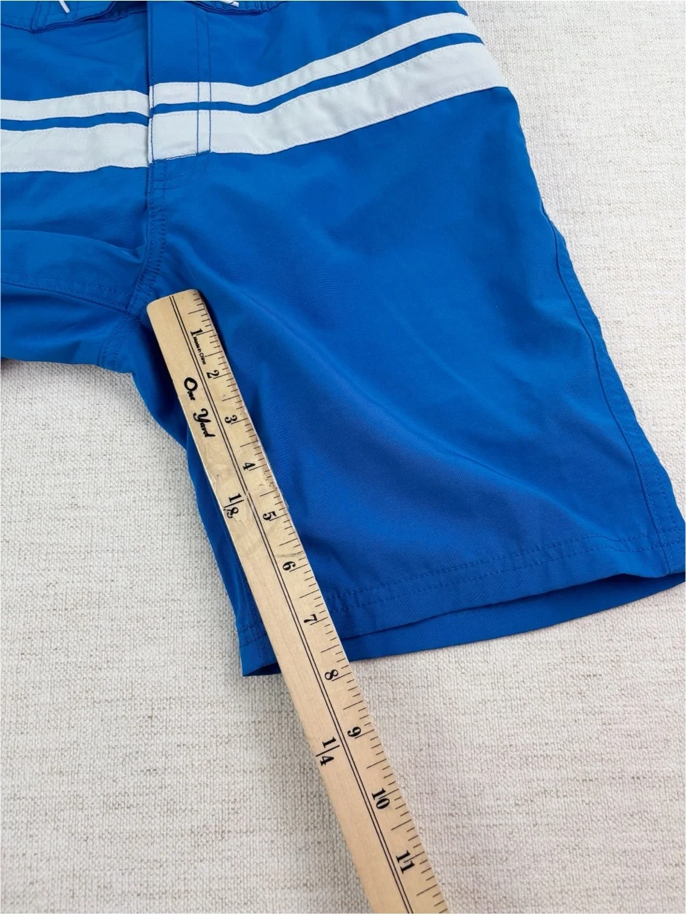 Crewcuts Boys' size‎ 12 striped swim Trunks blue and white